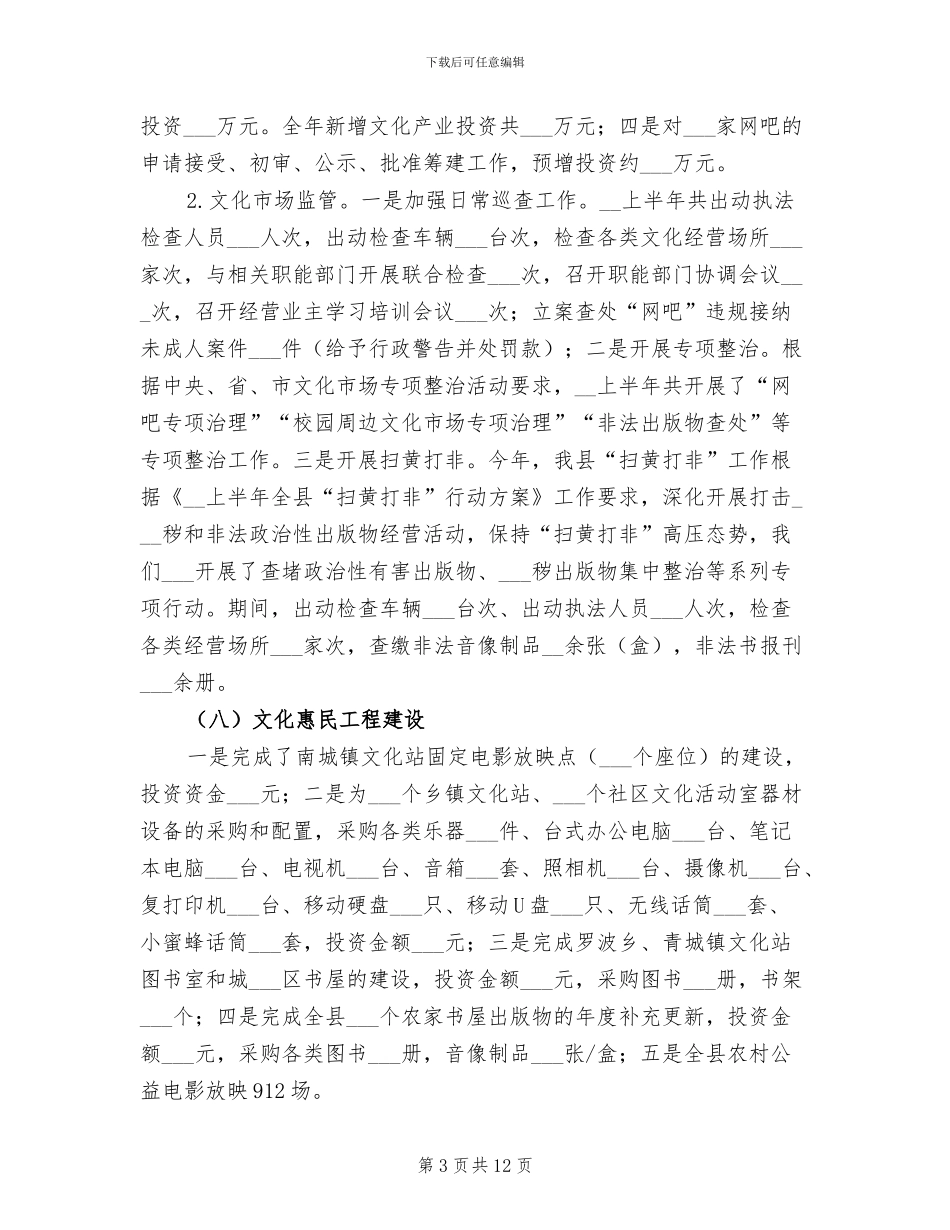 2024年县文广新局上半年工作总结_第3页