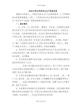 2024年县水利局安全生产检查总结