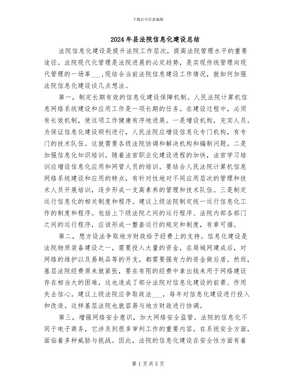 2024年县法院信息化建设总结_第1页