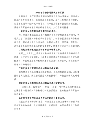 2024年县物价局医改总结汇报