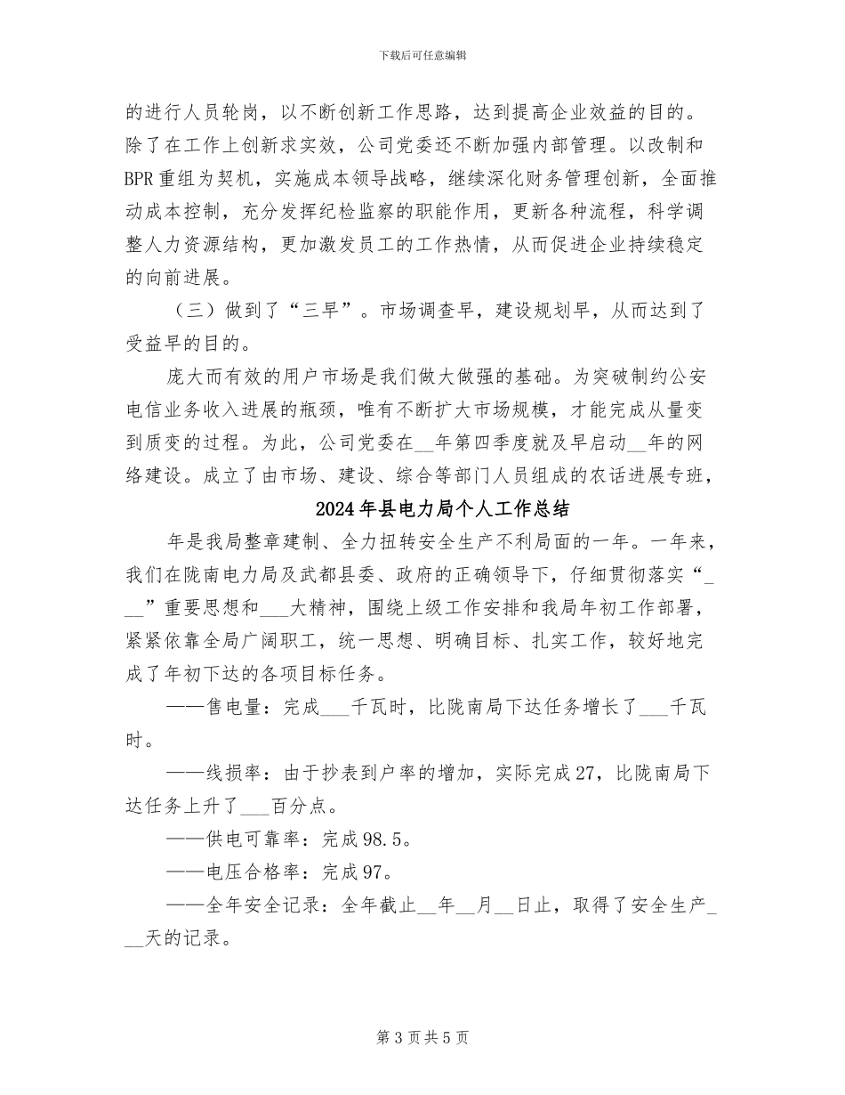 2024年县电信年度工作总结报告_第3页