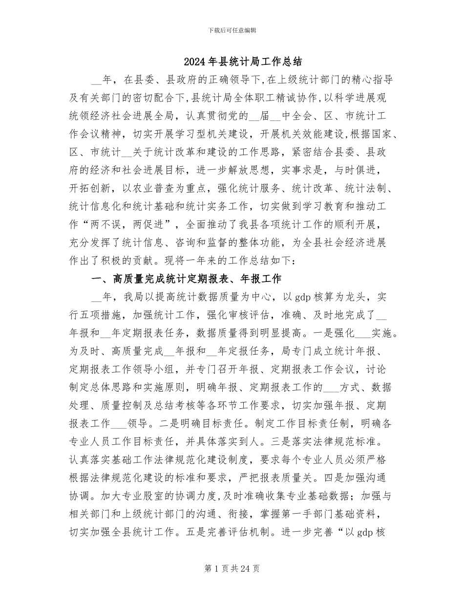2024年县统计局工作总结_第1页
