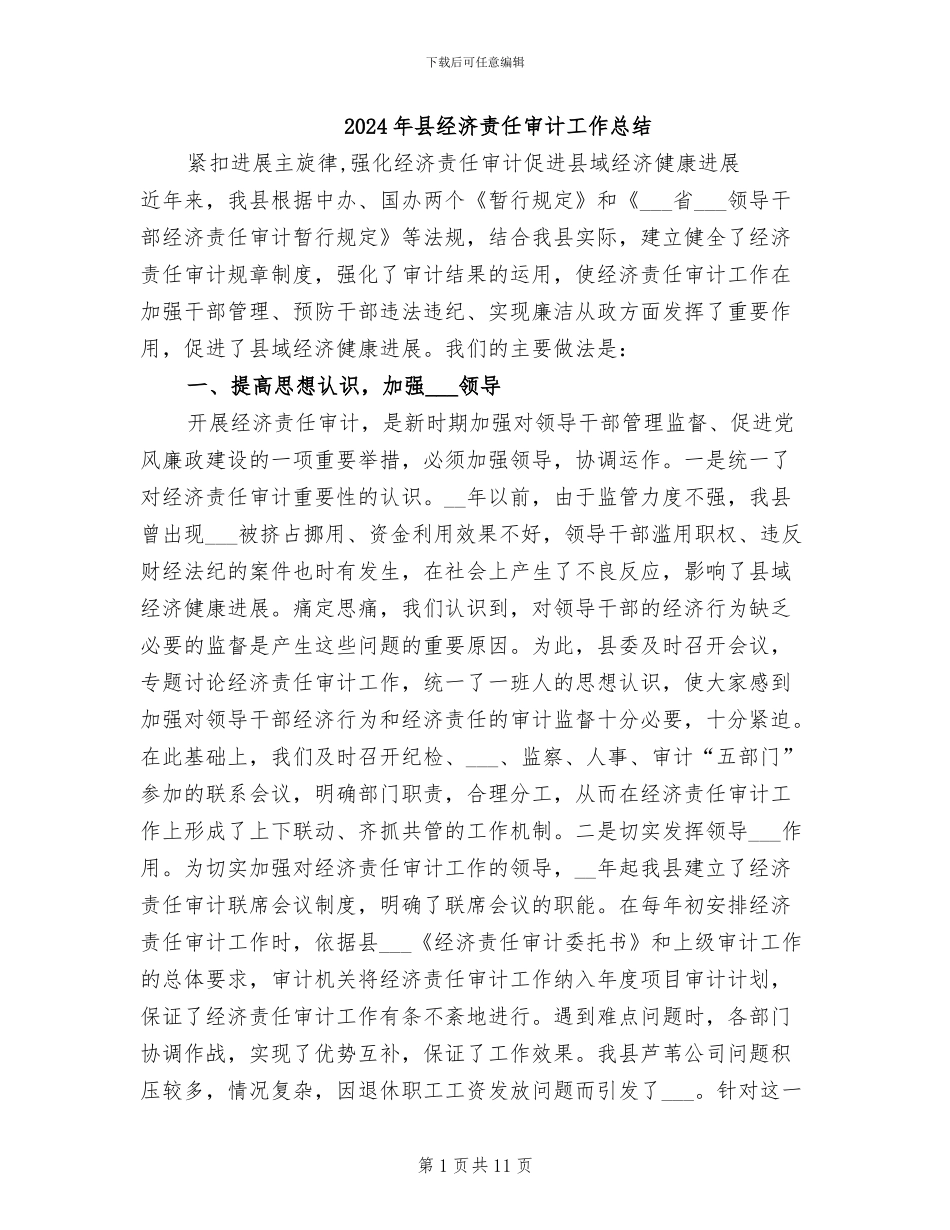 2024年县经济责任审计工作总结_第1页