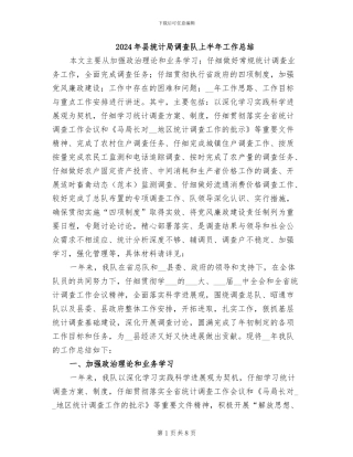 2024年县统计局调查队上半年工作总结