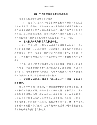 2024年参观校园文化建设总结范本