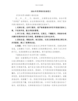 2024年双师培训总结范文
