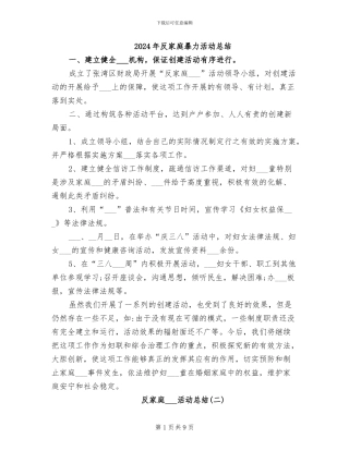 2024年反家庭暴力活动总结
