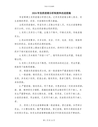 2024年发药差错分析制度和改进措施