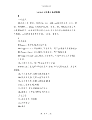 2024年口腔车针知识总结