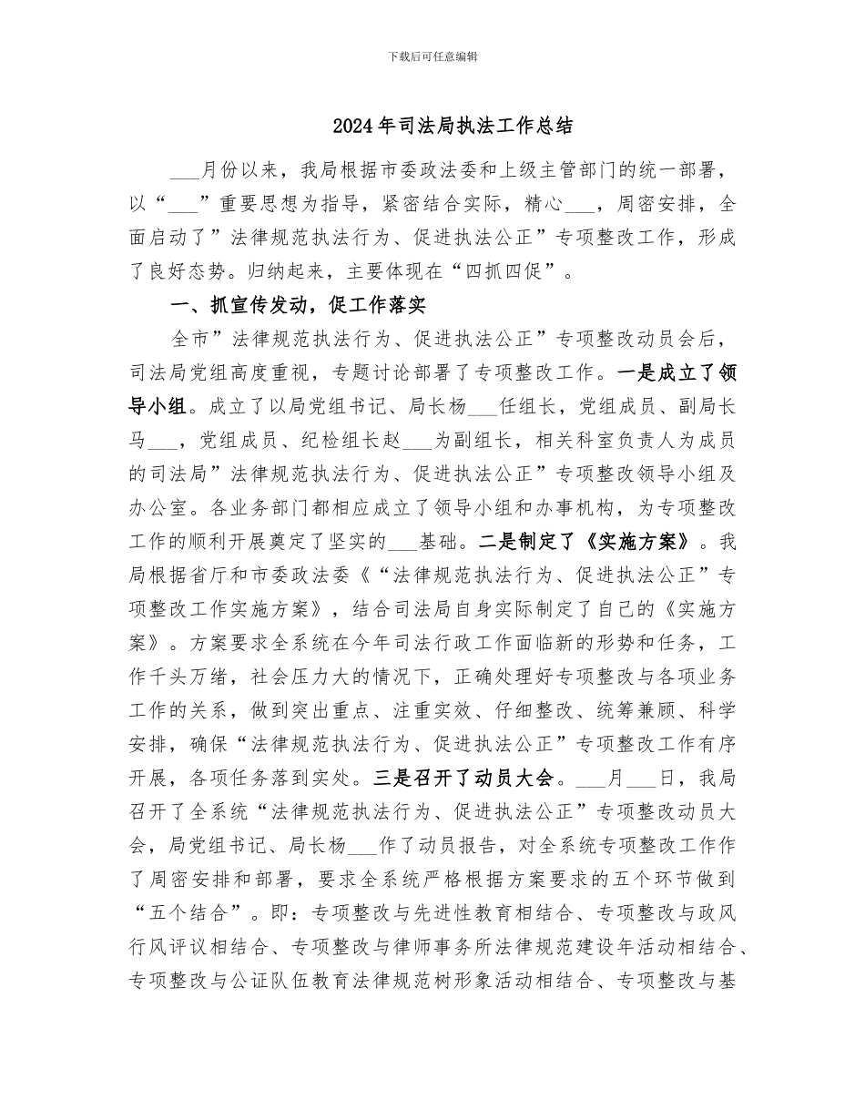 2024年司法局执法工作总结_第1页