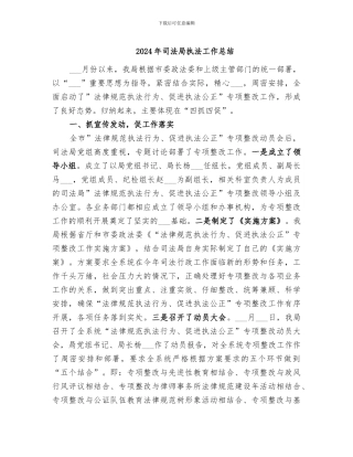 2024年司法局执法工作总结