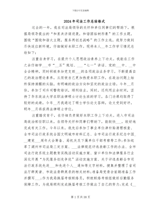 2024年司法工作总结格式