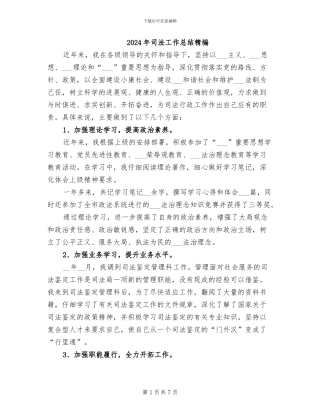 2024年司法工作总结精编
