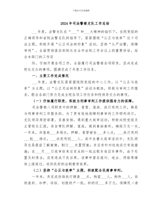 2024年司法警察支队工作总结