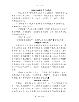2024年各类护士工作总结