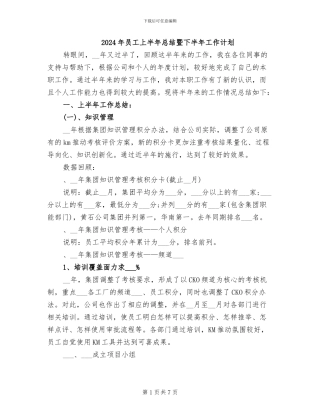 2024年员工上半年总结暨下半年工作计划
