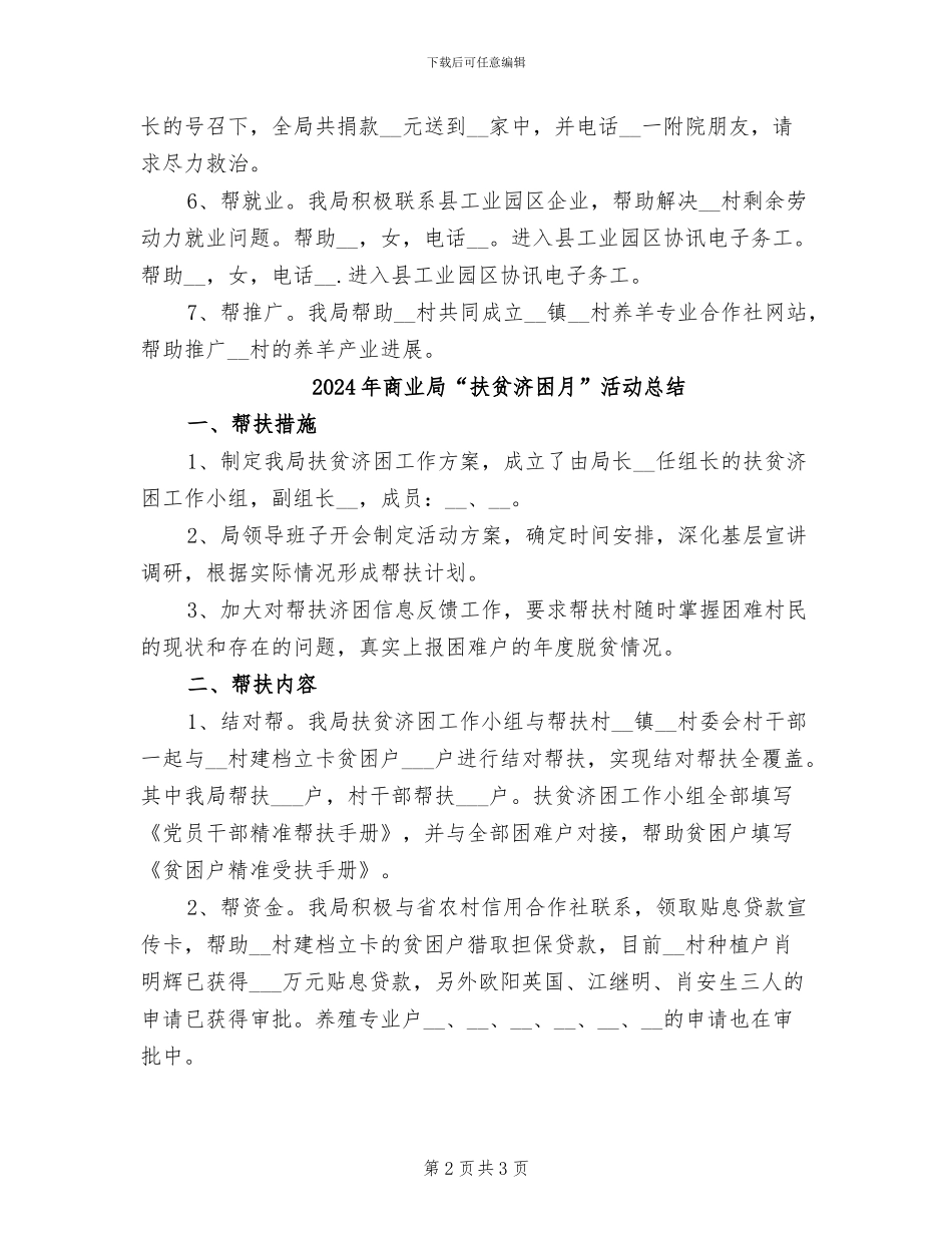 2024年商业局“扶贫济困月”工作总结_第2页