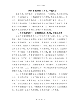 2024年商业财务工作个人年度总结