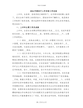 2024年商务厅上年目标工作总结