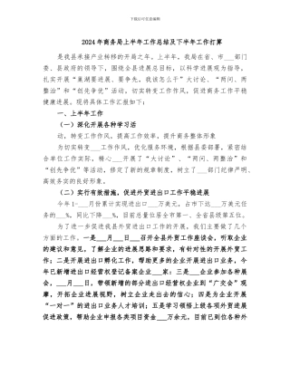 2024年商务局上半年工作总结及下半年工作打算