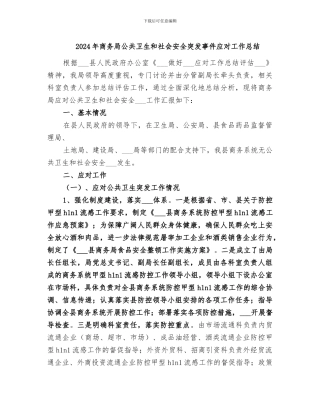 2024年商务局公共卫生和社会安全突发事件应对工作总结