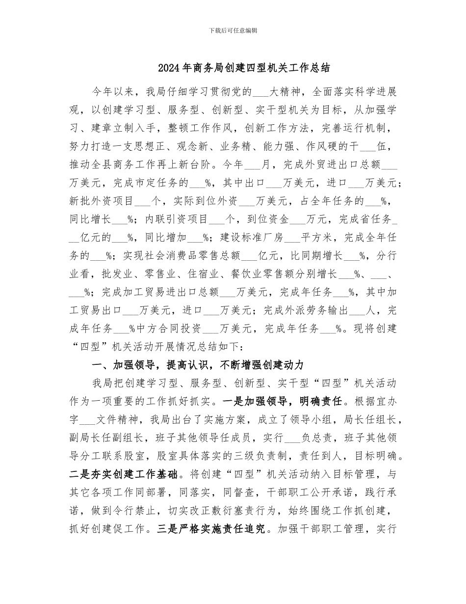 2024年商务局创建四型机关工作总结_第1页