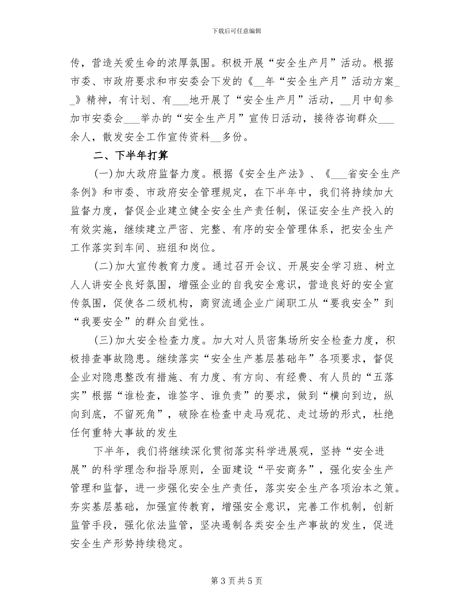 2024年商务局安全工作上半年工作总结_第3页