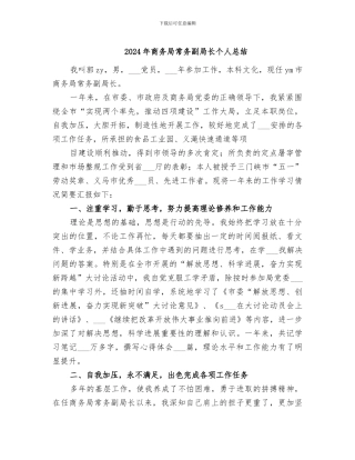2024年商务局常务副局长个人总结