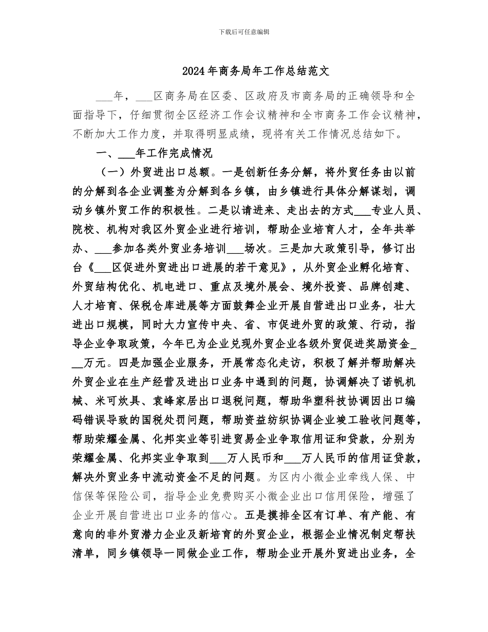 2024年商务局年工作总结范文_第1页