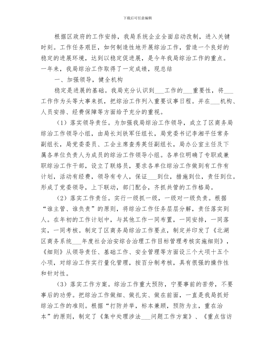 2024年商务局综合治理工作总结_第3页