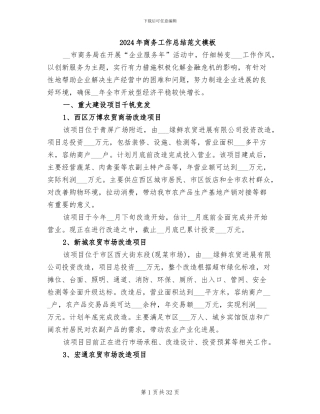 2024年商务工作总结范文模板