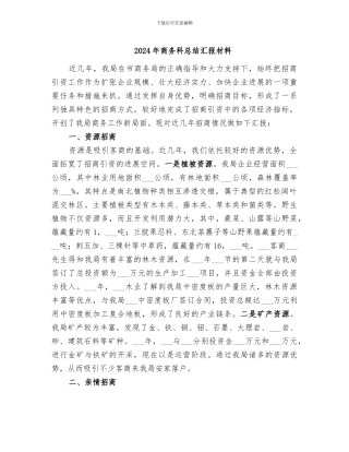 2024年商务科总结汇报材料