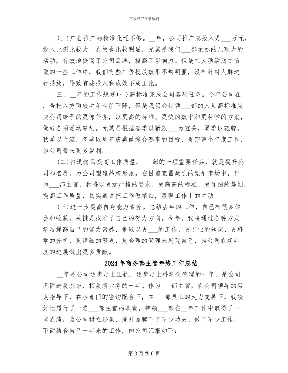 2024年商务部主管上半年总结与计划_第3页