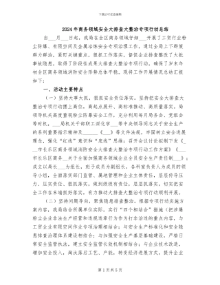 2024年商务领域安全大排查大整治专项行动总结