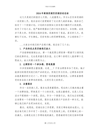 2024年商场促销员促销活动总结