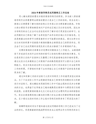 2024年商场导购员试用期转正工作总结