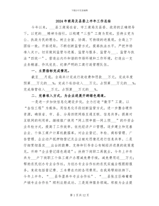 2024年商局及县委上半年工作总结