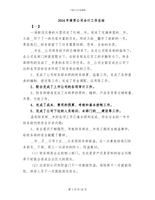 2024年商贸公司会计工作总结