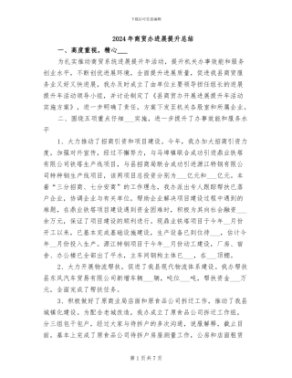 2024年商贸办发展提升总结