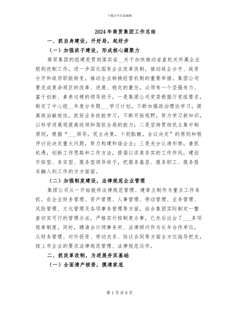 2024年商贸集团工作总结_第1页