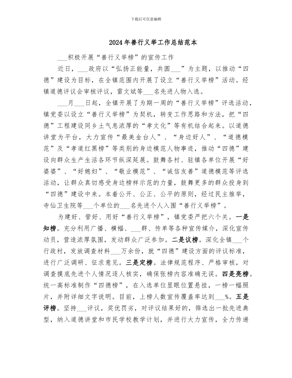 2024年善行义举工作总结范本_第1页