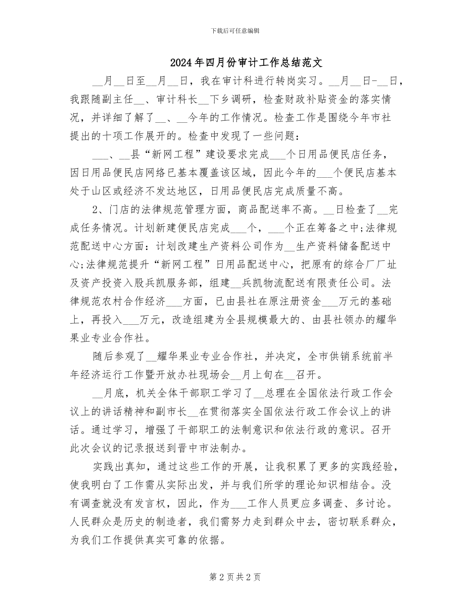 2024年四月份审计工作总结_第2页