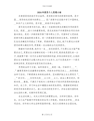 2024年团员个人思想小结