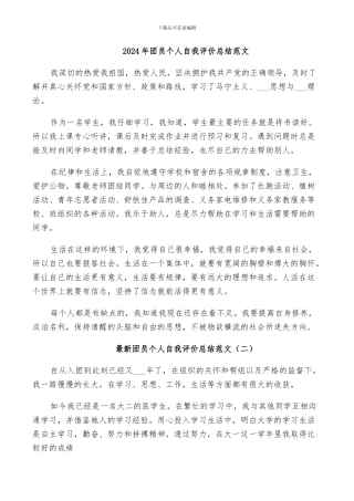 2024年团员个人自我评价总结范文
