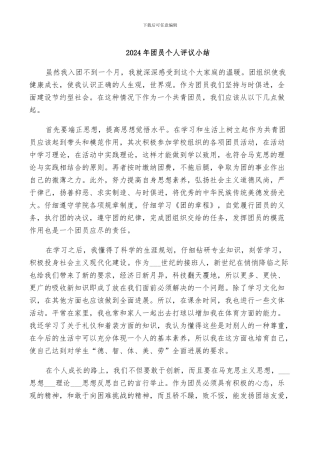 2024年团员个人评议小结