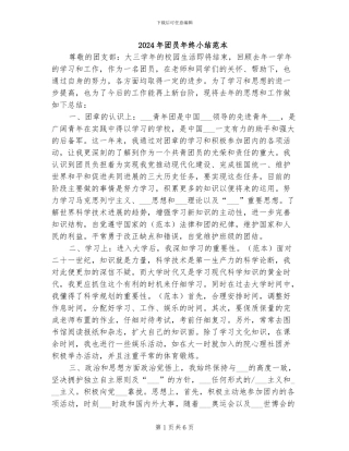 2024年团员年终小结范本