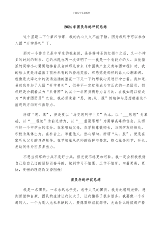 2024年团员年终评议总结