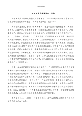 2024年团员被评议个人总结
