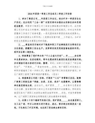 2024年团委一季度工作总结及二季度工作安排