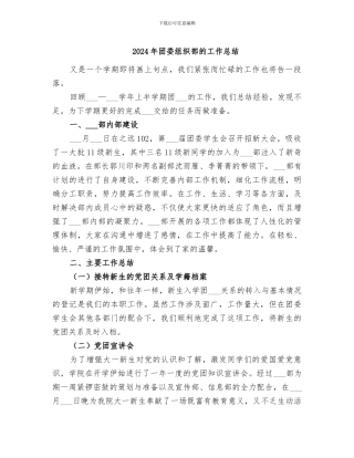 2024年团委组织部的工作总结